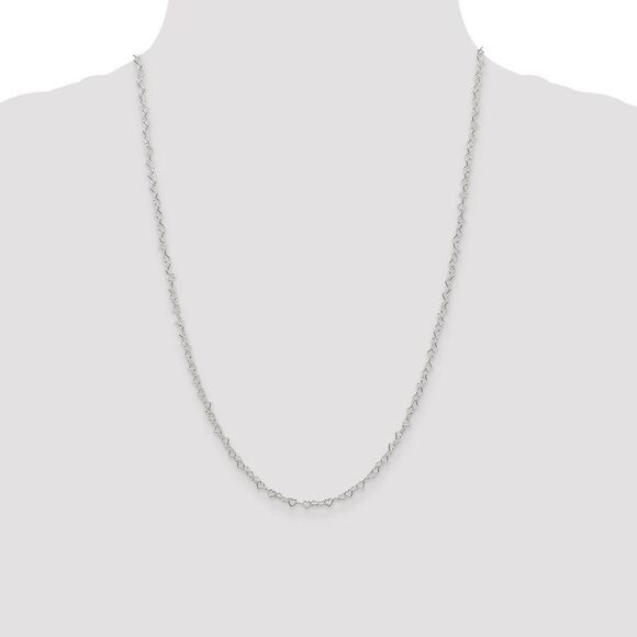 3.5mm, Sterling Silver Heart Link Chain Necklace, 24 Inch - Picture 2 of 8